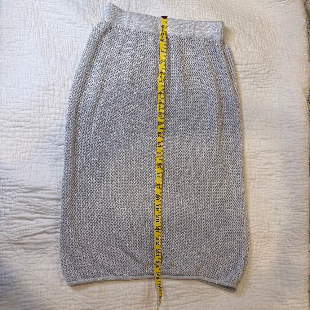 Moon and Madison silver sparkly crochet mesh midi skirt women size Medium